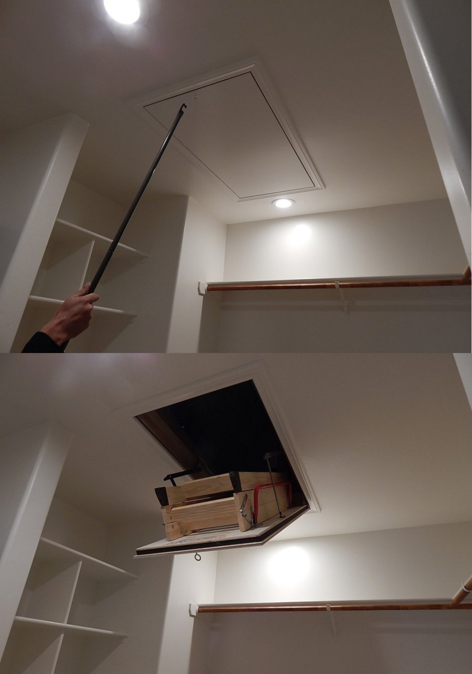 Натяжной потолок с люком на чердак