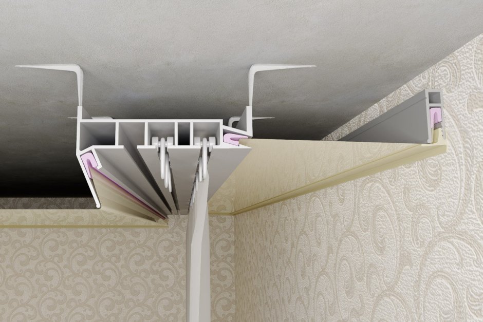 Обход люка на чердак натяжным потолком