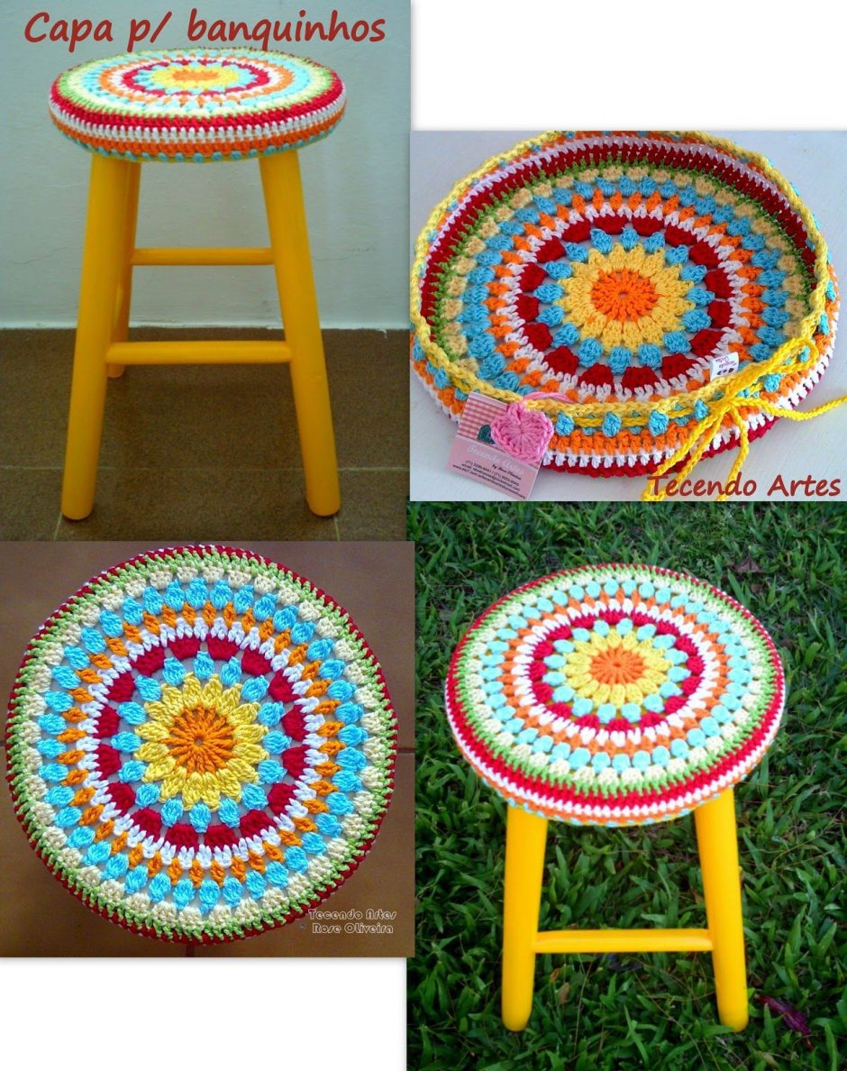 Круглая сидушка на табурет крючком