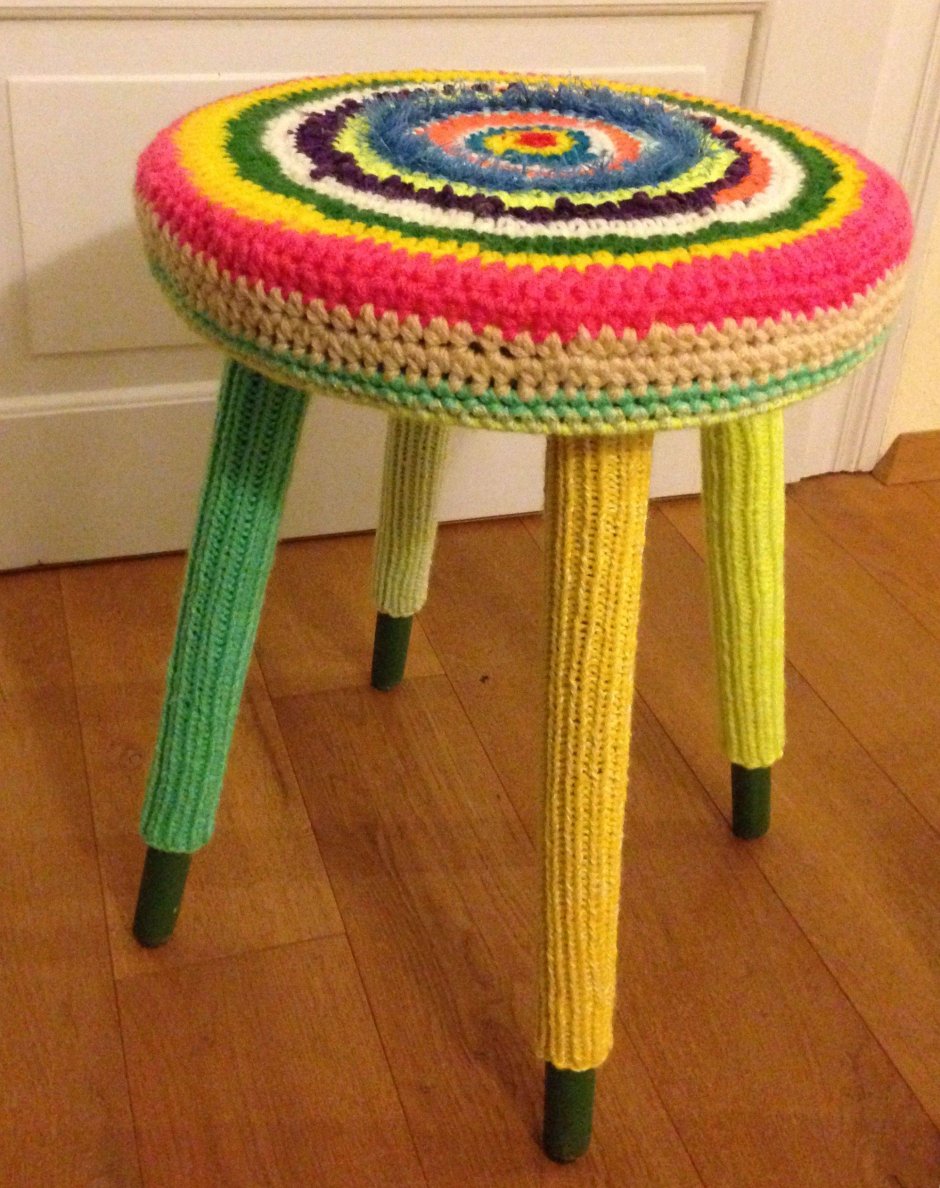 Чехол на табурет крючком