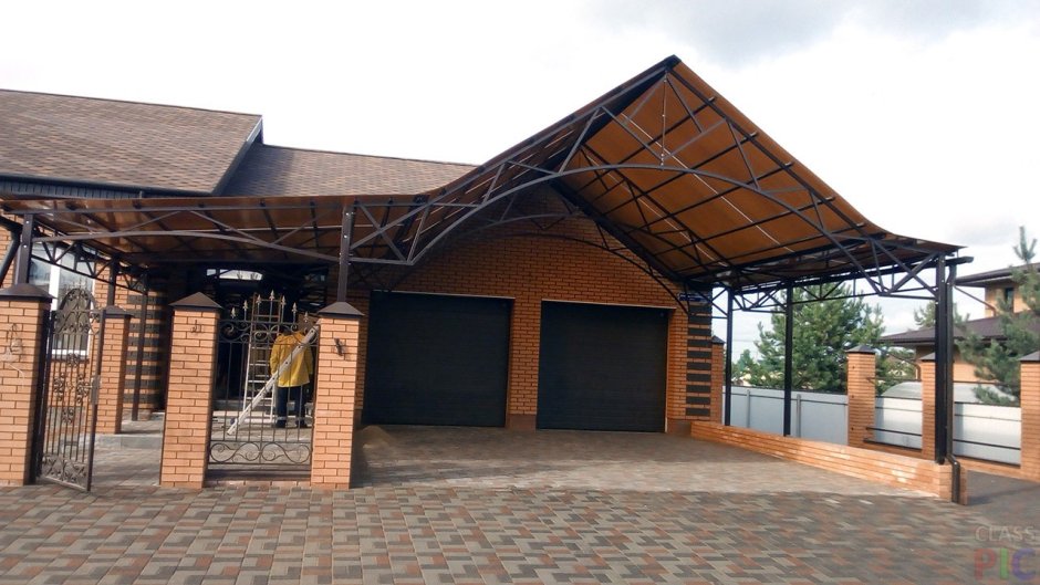 Навес перед гаражом