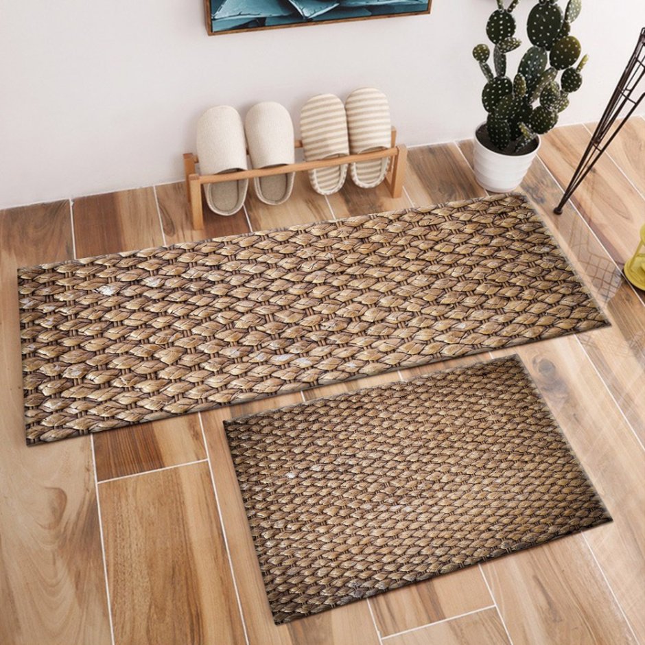 Деревянный коврик в ванную
