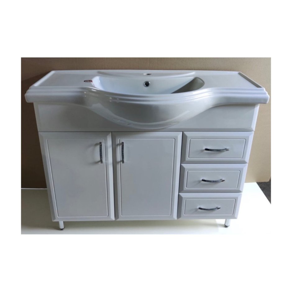 Тумба для ванной с умывальником уют-55 с крылом и корзиной ф4