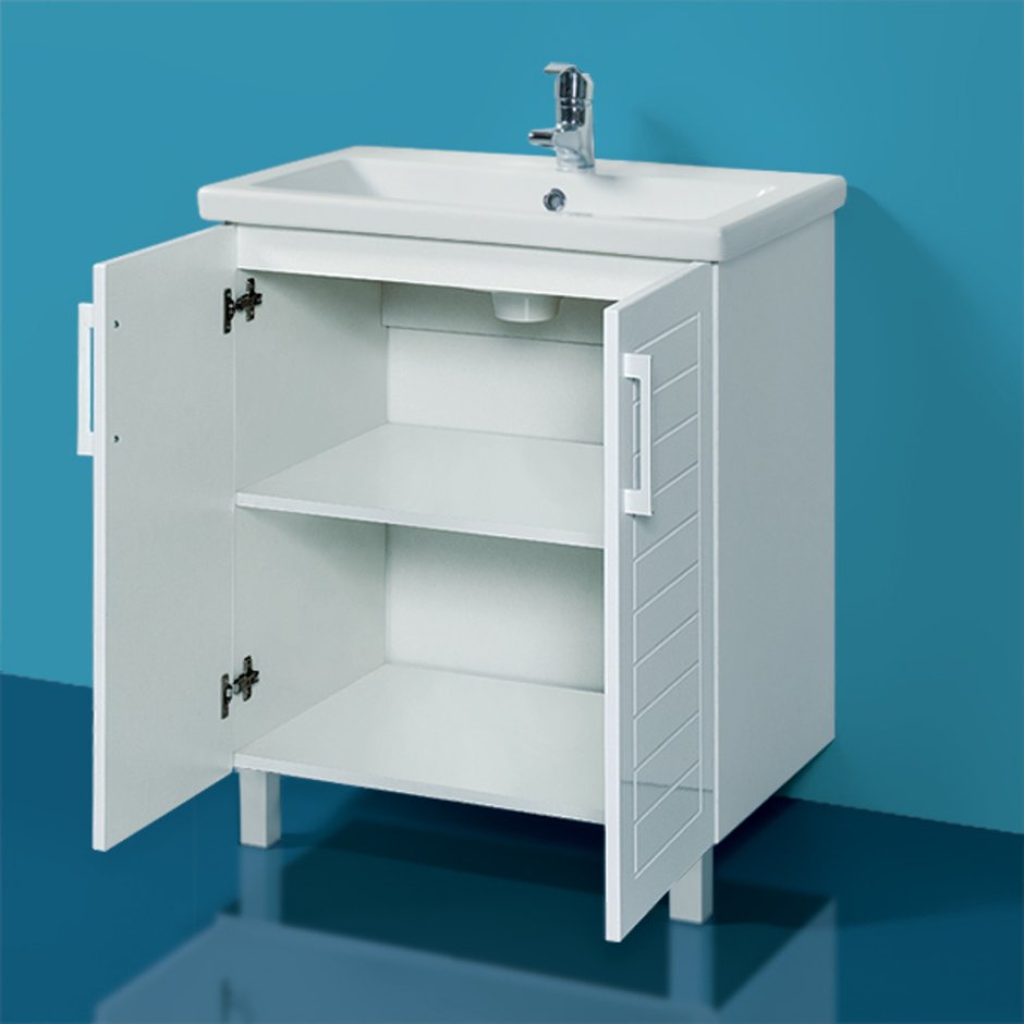 Тумба для ванной комнаты с раковиной Акваль София 50 с распашными дверцами (es.50.00.00.n), умывальник уют 500