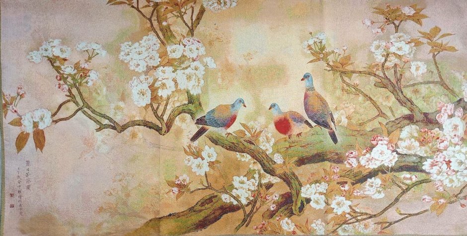 Обои райский сад с птицами для стен