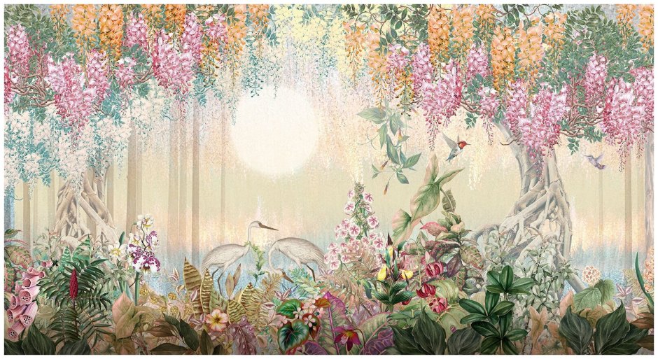 Фреска лес с цаплями