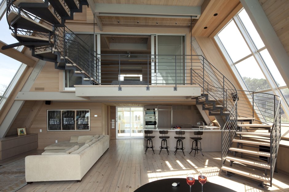 Aframe дом интерьер