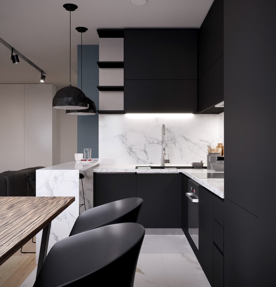 Кухня в графитовом цвете современный стиль