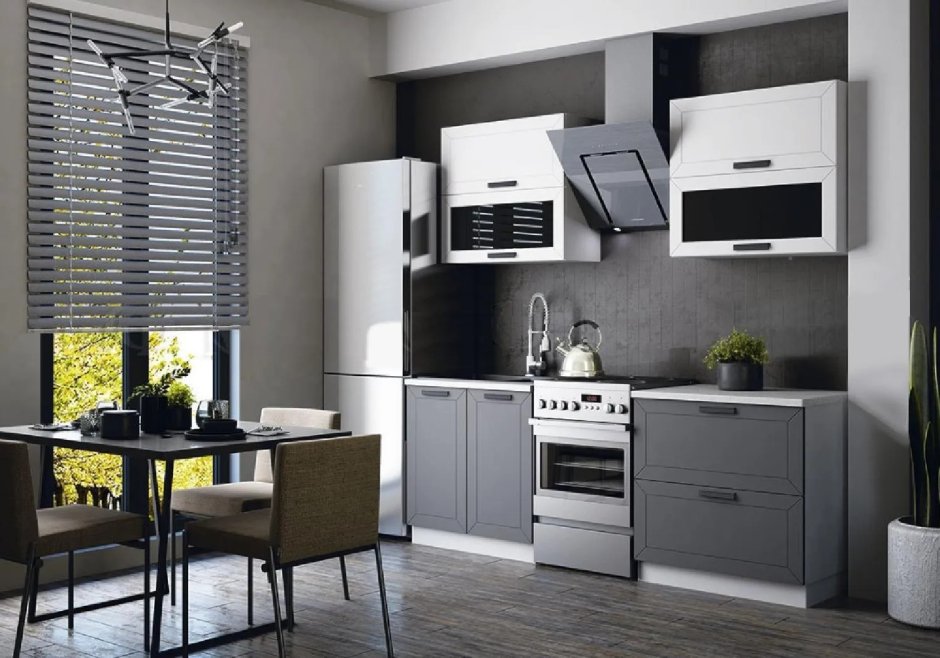 Кухонный гарнитур графит с белым