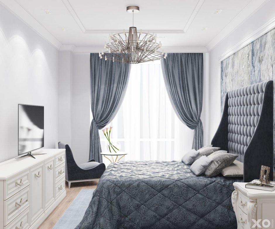 Черно белые шторы в спальню