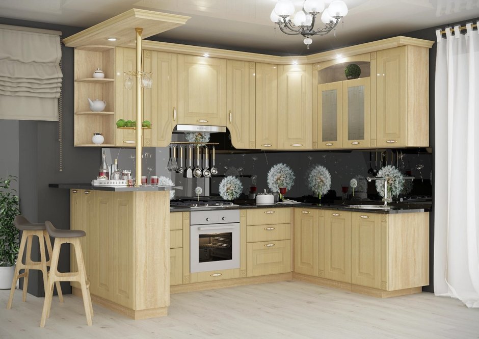 Кухонный гарнитур для маленькой кухни классика