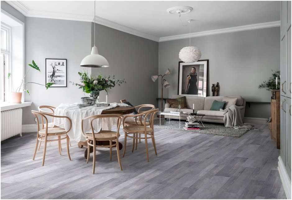 Потолочный плинтус в Сканди интерьере