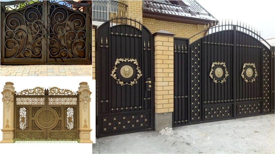 Кованые ворота с калиткой в102