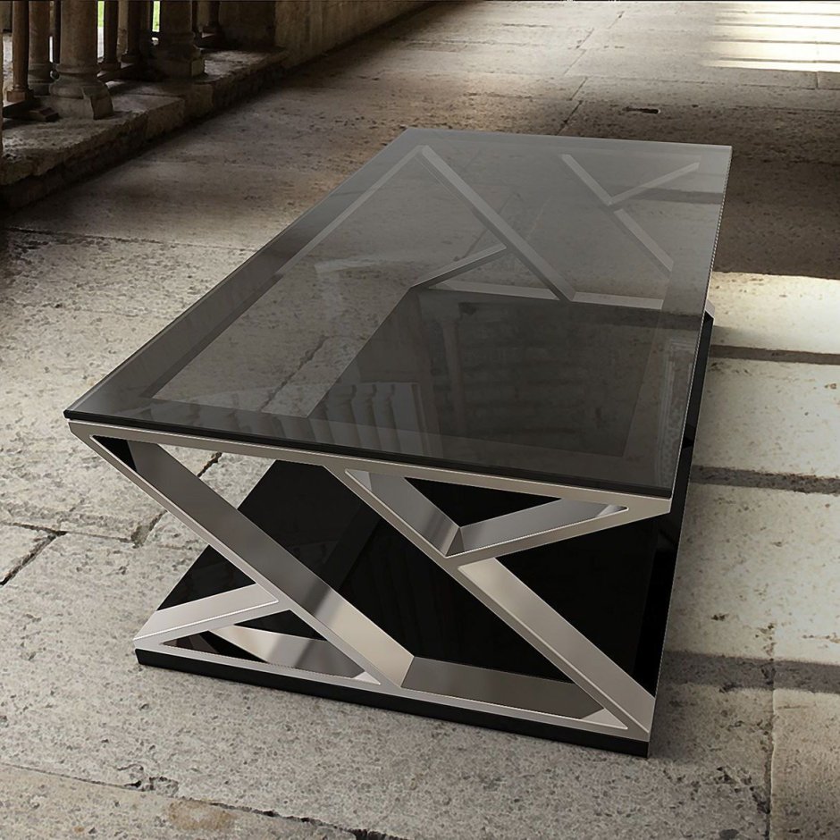 Столик из профильной трубы и дерева