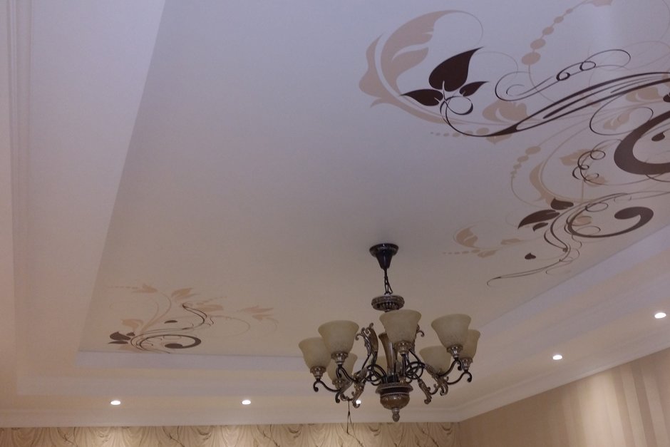 Натяжные потолки с рисунком для зала