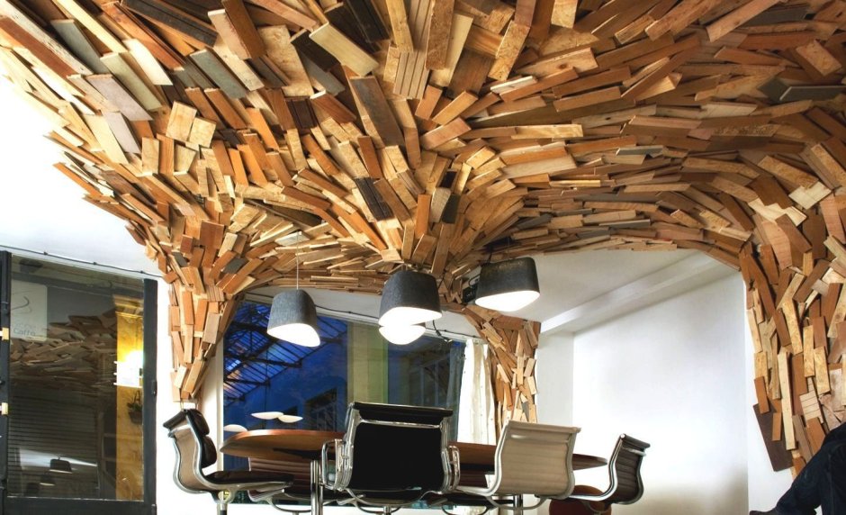 Вагонка елочкой на потолке