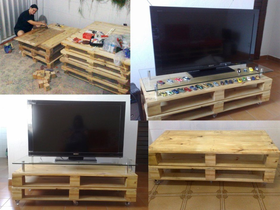 Тумба из поддонов для телевизора