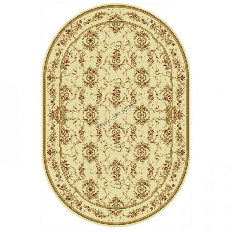 Ковер Rixos 4088a оверлок овальный белый/коричневый