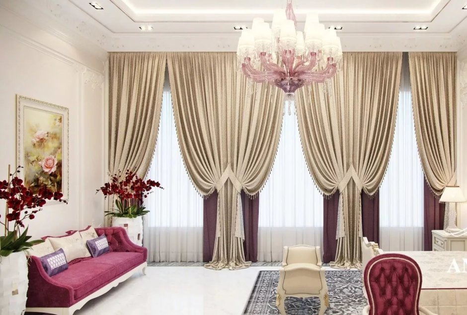 Шторы в интерьере гостиной