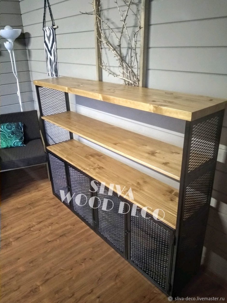 Полки лофт с сеткой