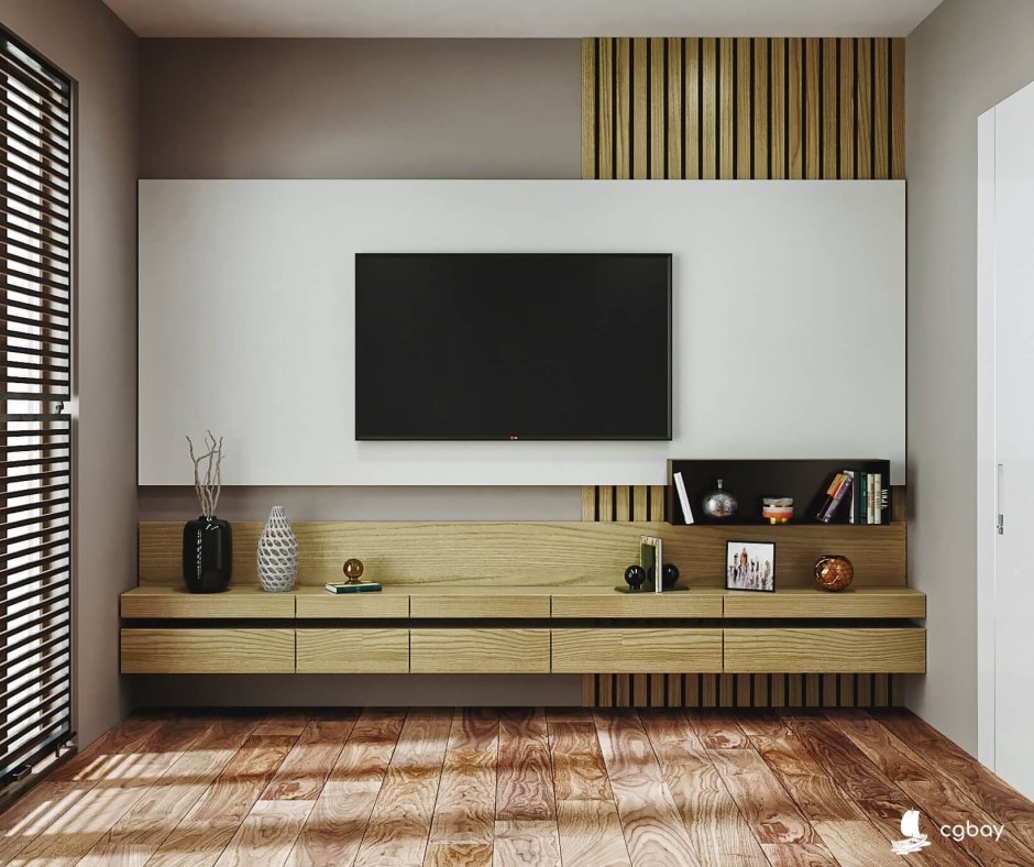 Зона телевизора с рейками