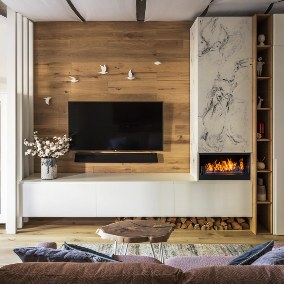 Деревянные рейки в интерьере