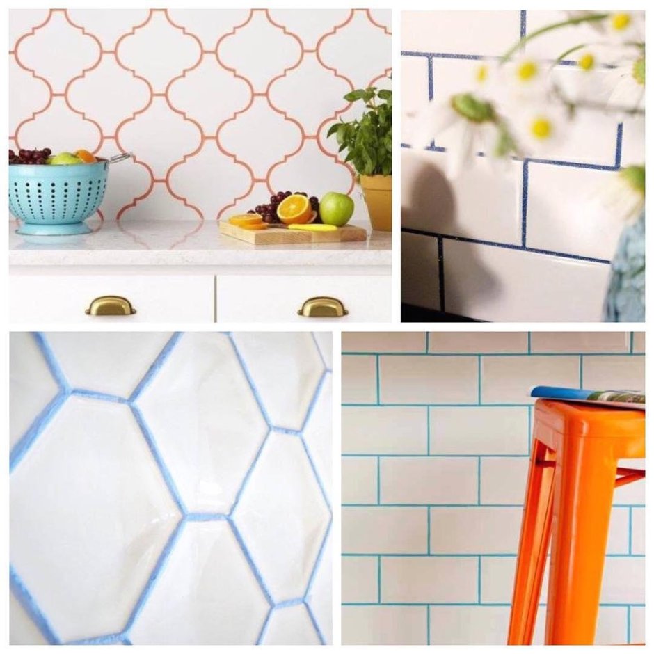 Белая плитка с цветной затиркой