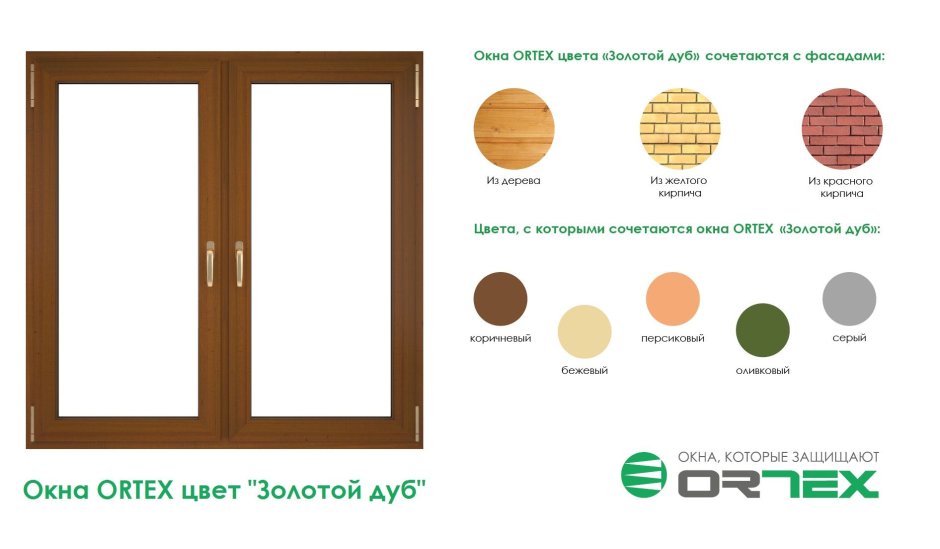 Окна золотой дуб на фасаде