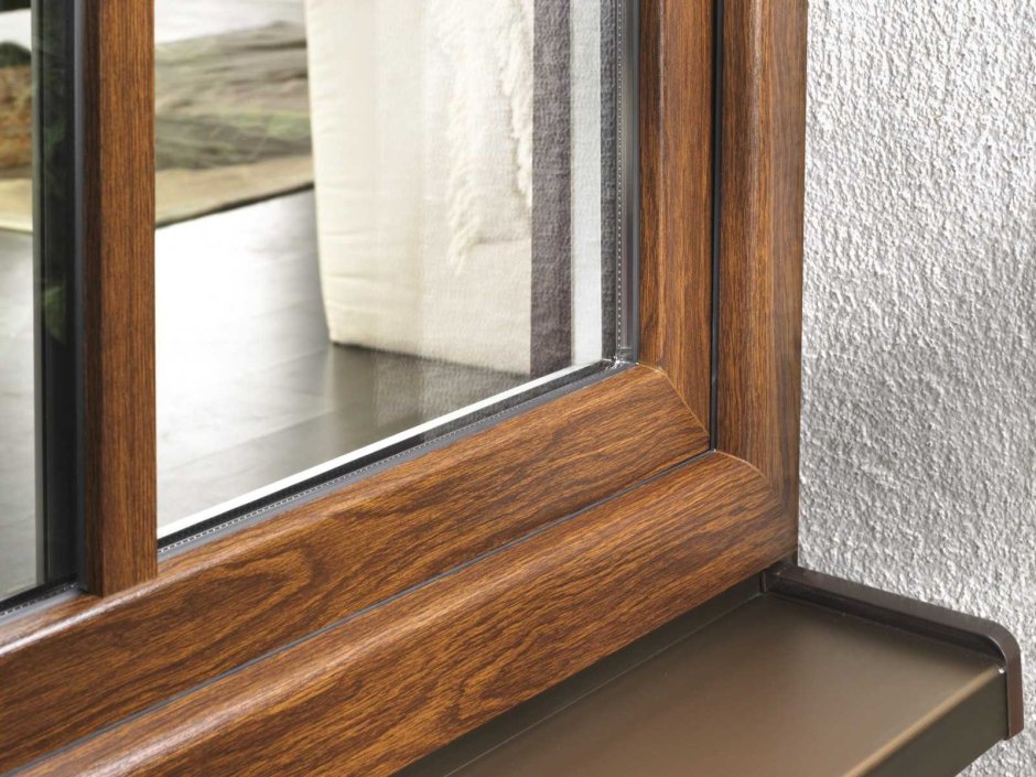 Деревянный стеклопакет на балкон