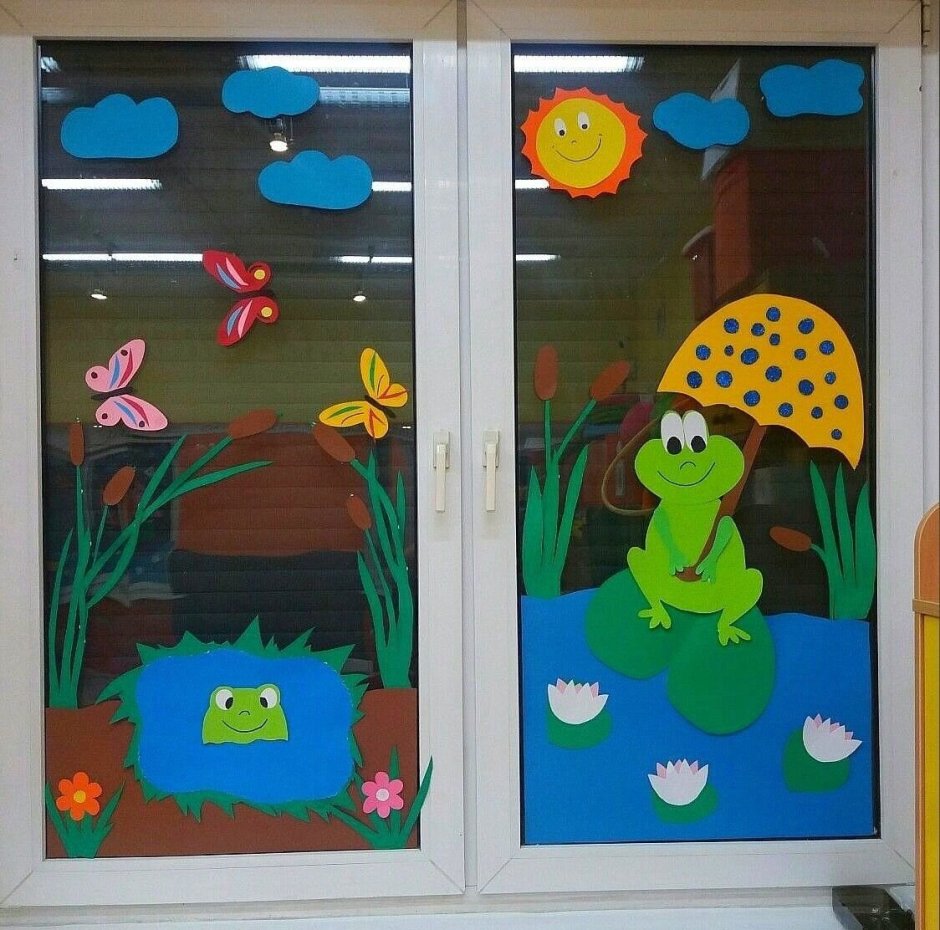 Украшение на окно летом для детей в детском саду