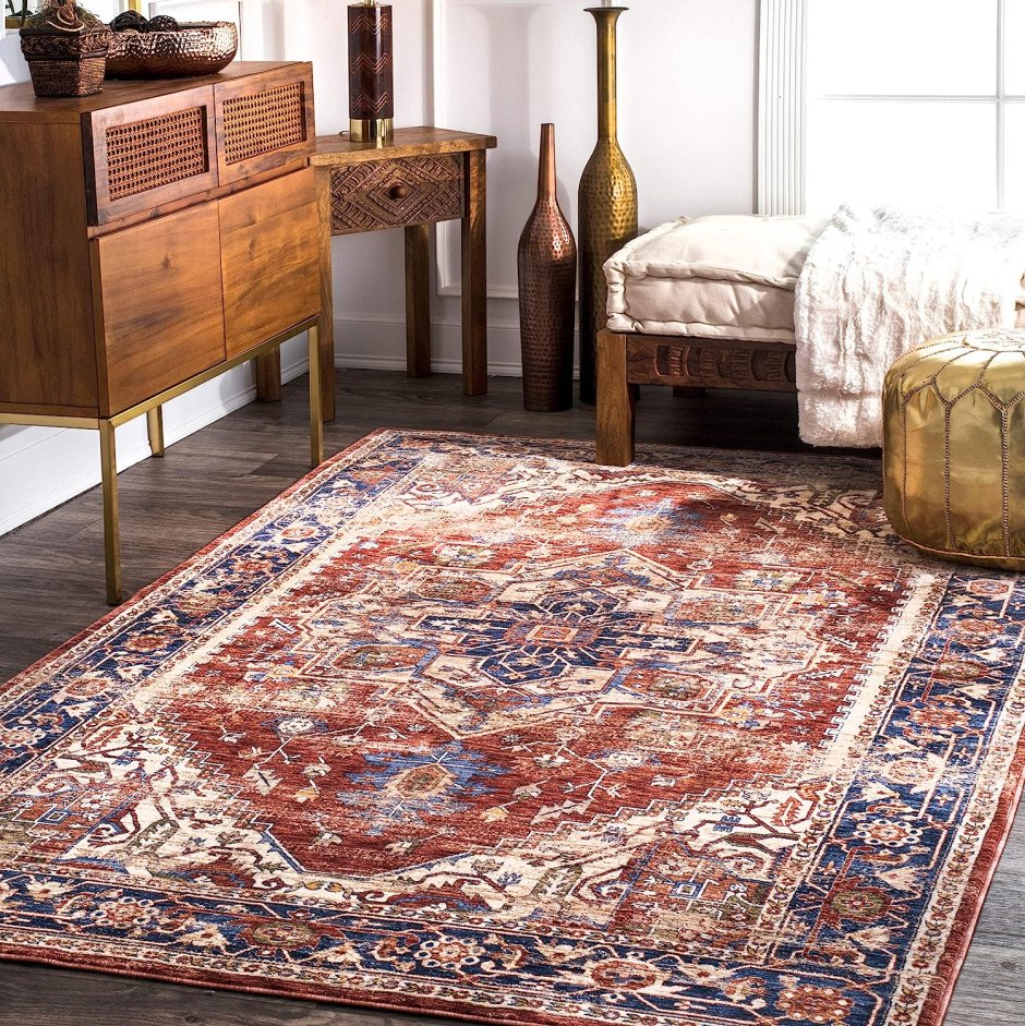 Синий ковер в интерьере