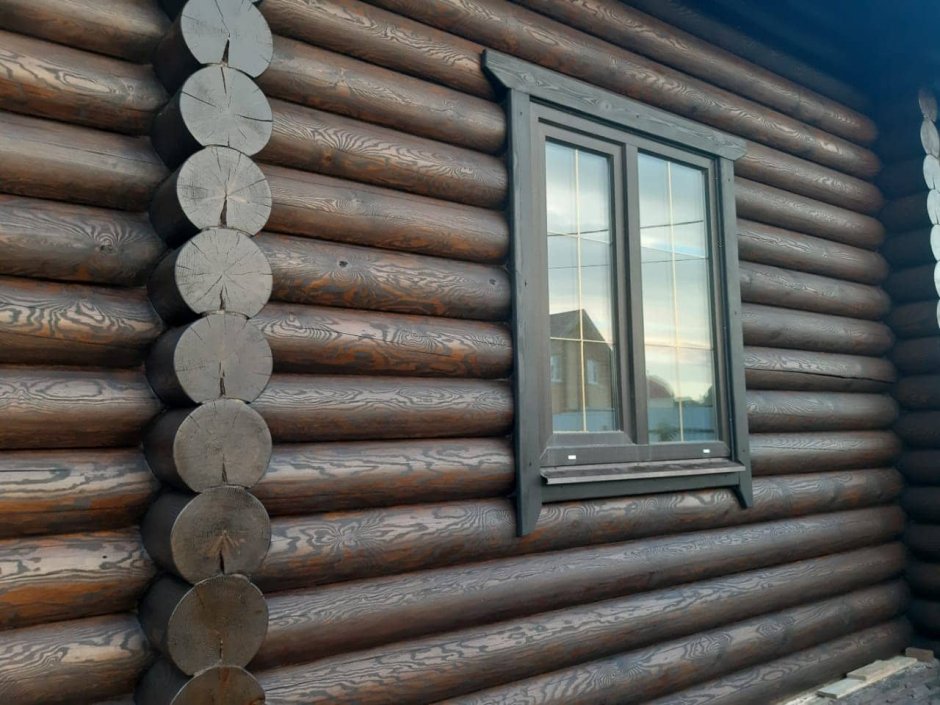 Покраска сруба палисандр