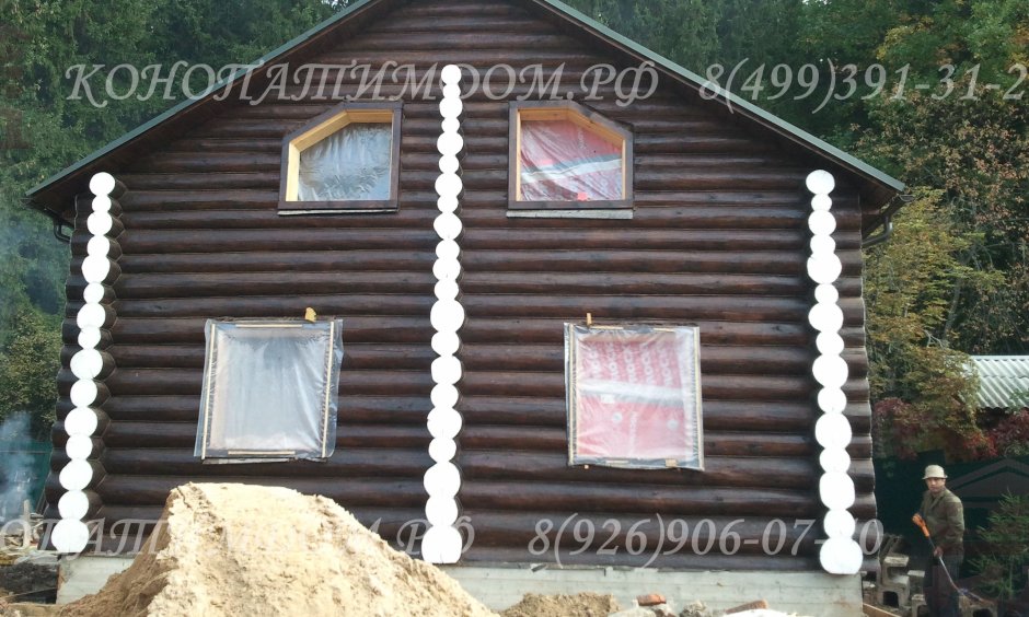 Дом бревенчатый белые торцы