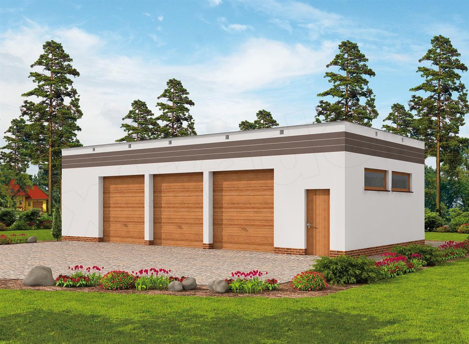 Гараж с плоской крышей