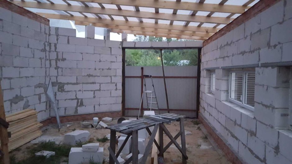 Односкатная крыша для гаража из пеноблоков