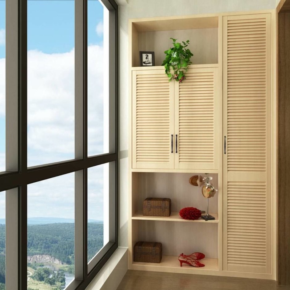 Шкаф на лоджию с жалюзийными дверцами