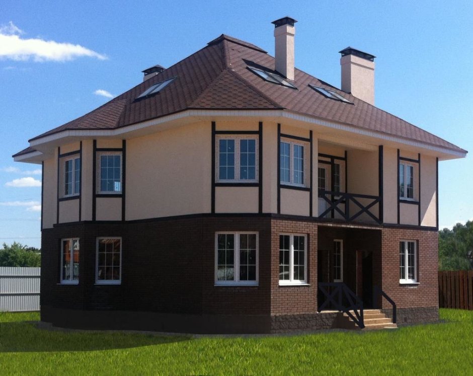 Коттедж с коричневыми окнами