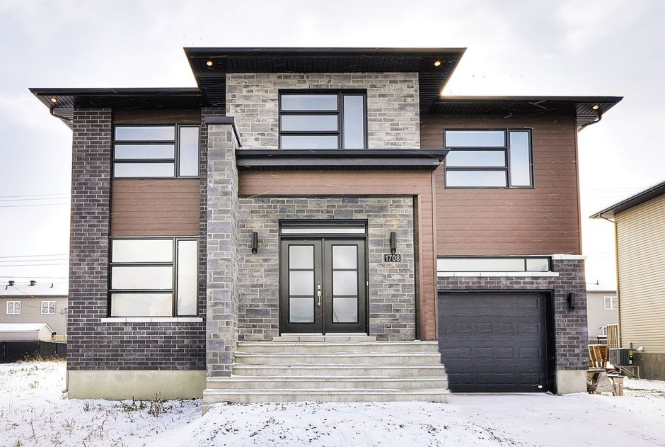 Комбинированный фасад штукатурка и дерево