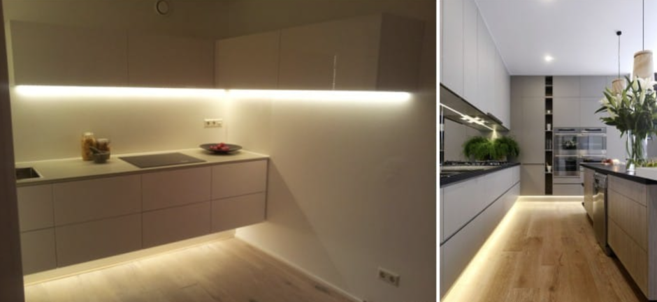 Подсветка цоколя кухни