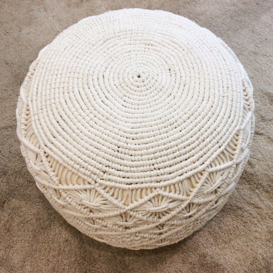 Круглый пуфик макраме