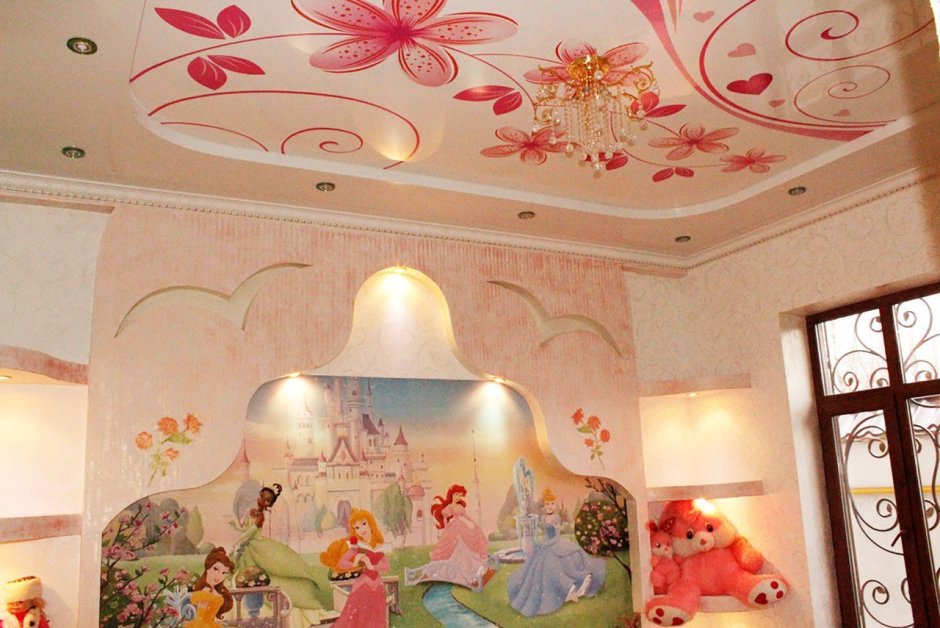 Натяжные потолки для детской комнаты девочке