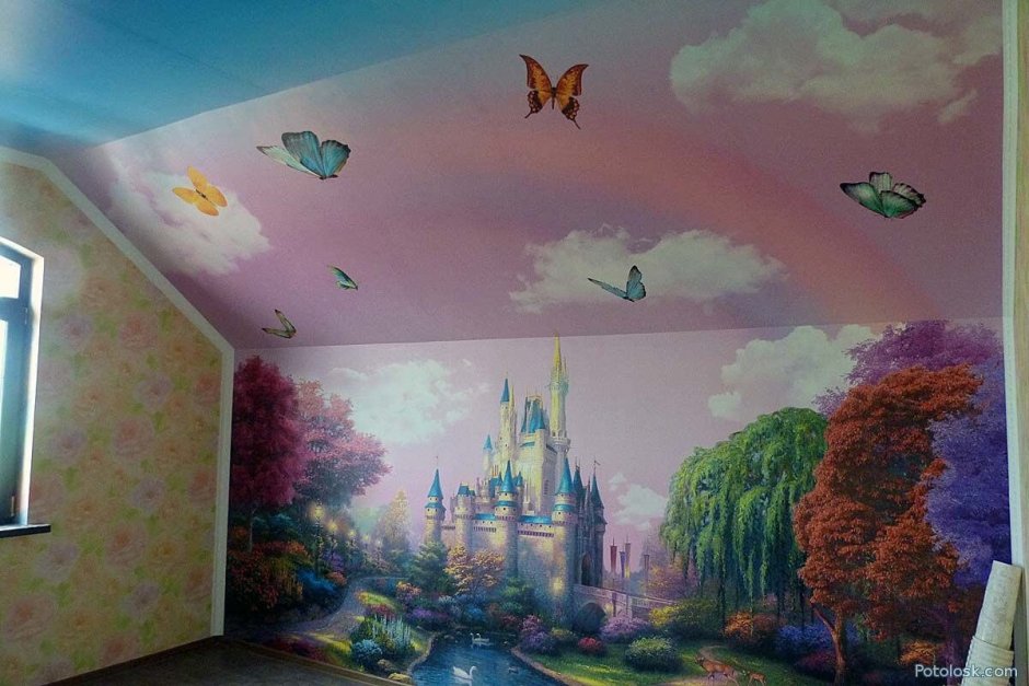 Потолок с фотопечатью в детскую девочке