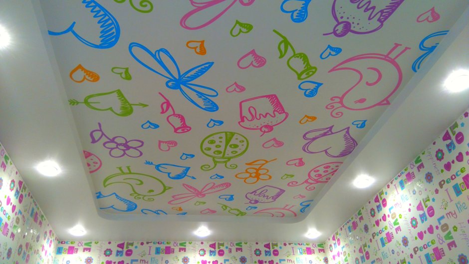 Натяжной потолок с рисунком в детскую