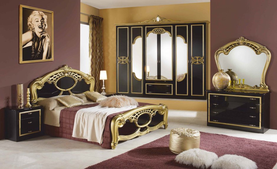 Спальня Ольга диа мебель беж золото