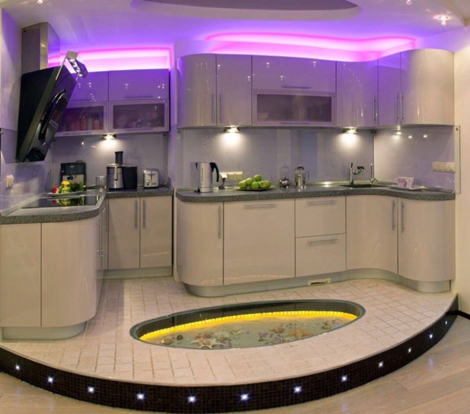 Кухонные гарнитуры с подсветкой