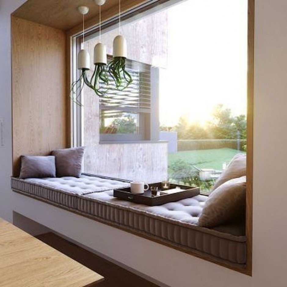 Мягкий подоконник в гостиной