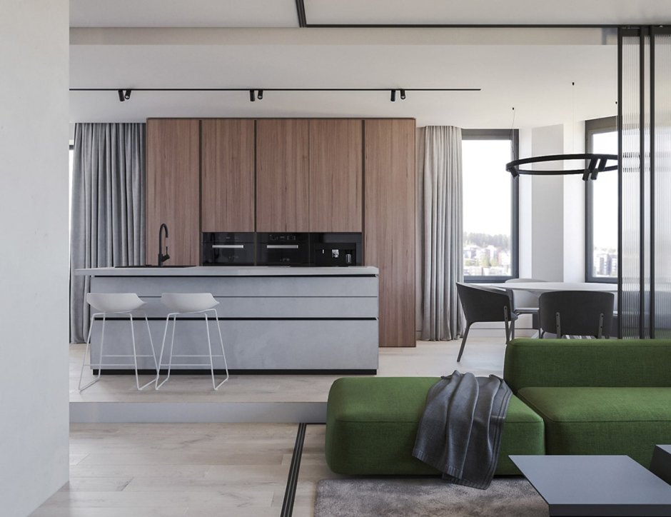 Кухни с подиумом модные