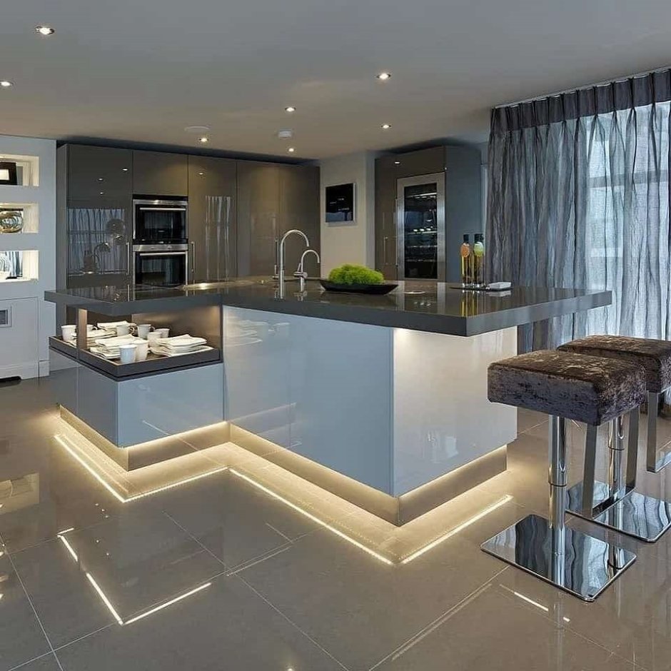 Кухни с островом в современном стиле