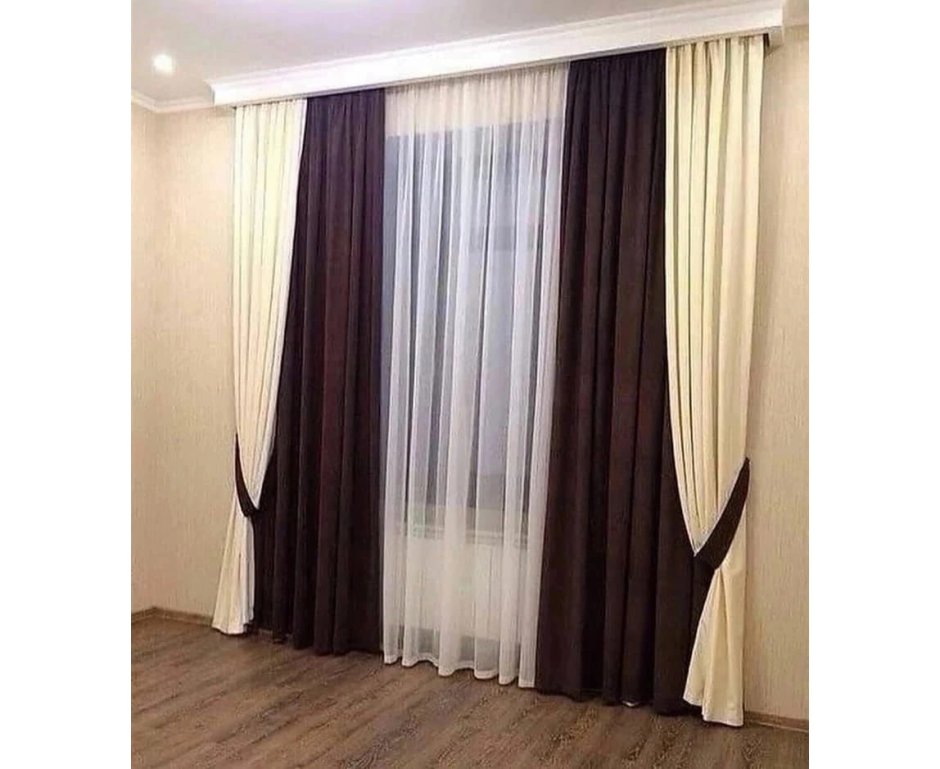 Шторы 3 цвета в гостиной