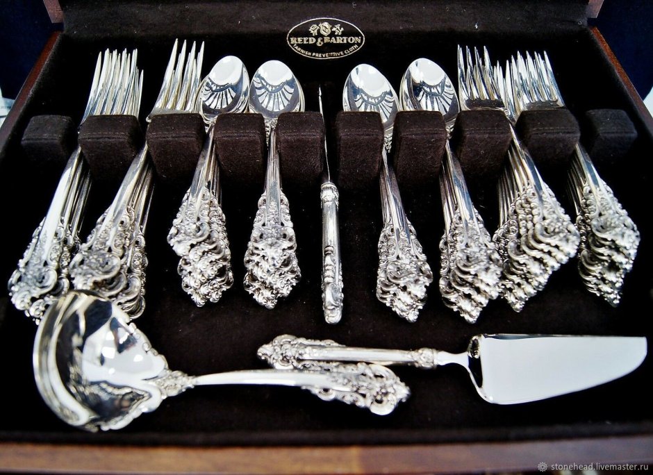 Серебряная ложка Ландыш с жемчугом